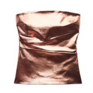 Zara Copper Rose Gold Metallic Strapless Top Size Small